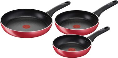 Набір антипригарних сковорідок Lagostina Cucina Mediterranea, легований алюміній, пластик, чорний та червоний, 21/24/28 см