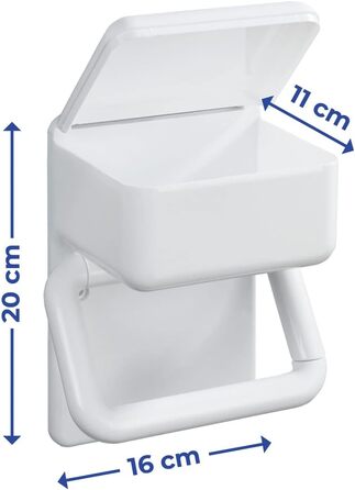 Тримач для туалетного паперу Maximex 2 в 1 з поличкою, пластик, 16x20x11 см, монтажний комплект