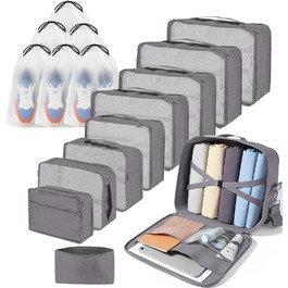 Набір органайзерів для подорожей Packing Cubes, 16 предметів, світло-сірий — органайзери для валізи та зберігання речей у подорожах