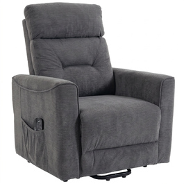 Крісло-релакс з електричною функцією підйому, масажем та підігрівом, оббивка з шенілю, пружинний блок, темно-сіре