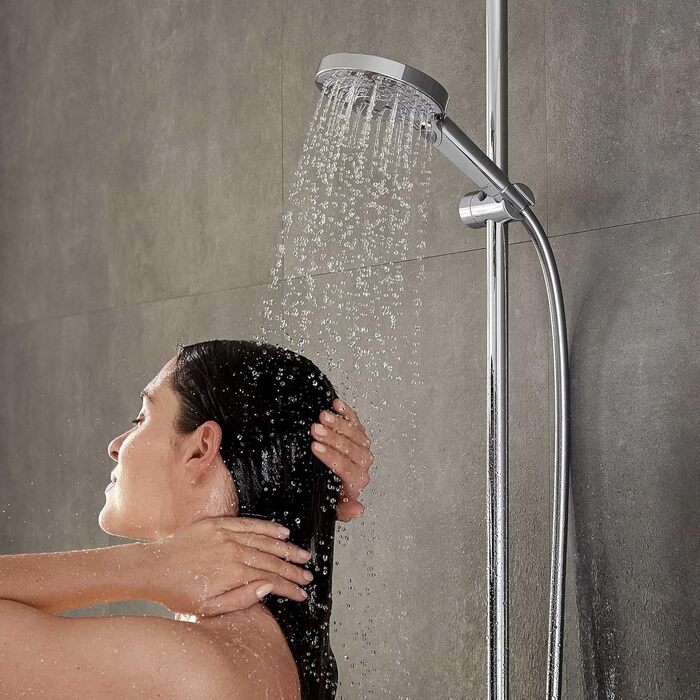 Душова лійка Hansgrohe Raindance Select S з економним споживанням води (9 л/хв), ручна лійка з 3 режимами, кругла (діаметр 120 мм), з антинакипним покриттям, хром, 3 економні струмені