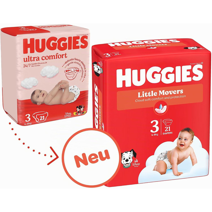 Дитячі підгузки Huggies Little Movers Ultra Comfort, розмір 3, 168 шт. (3х56 шт.)