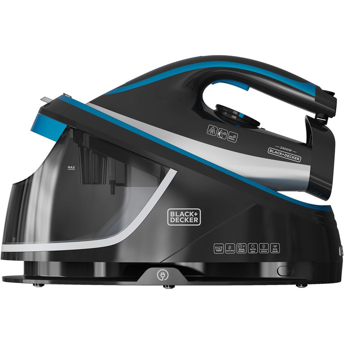 Парова праска-станція BLACK+DECKER BXSS2401E, 2400 Вт, знімний бак 1,5 л, паровий удар 200 г/хв, регулювання температури, ECO-режим, готовність за 1 хвилину