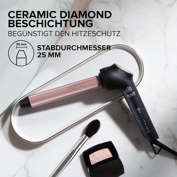 Плойка для завивки Bellissima Sublime Curls 25 мм, діамантово-керамічне покриття, 3 температури, швидкий нагрів, захист від перегріву