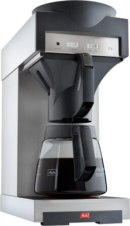 Кавоварка Melitta 20348 з фільтром, скляна колба, 1,8 л, підігрів, нержавіюча сталь/чорна