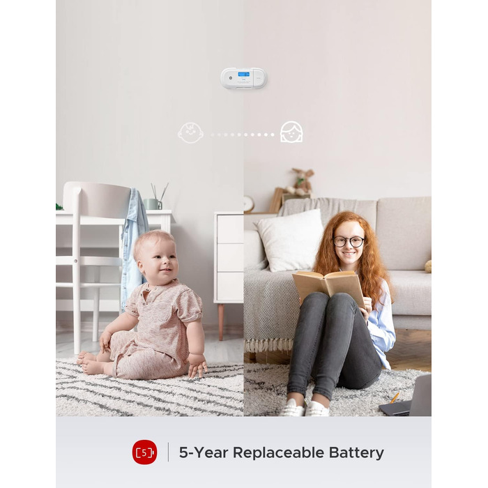Розумний датчик чадного газу X-Sense XC04-WX з Wi-Fi, сповіщення через додаток X-Sense Home Security, зі змінною батареєю, білий