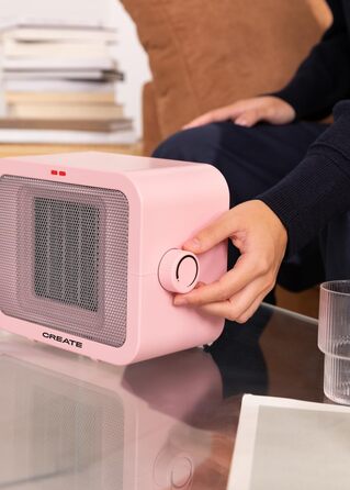 Керамічний обігрівач CREATE WARM BOX рожевий, 1500 Вт, портативний, 2 режими, термостат, PTC, захист від перегріву