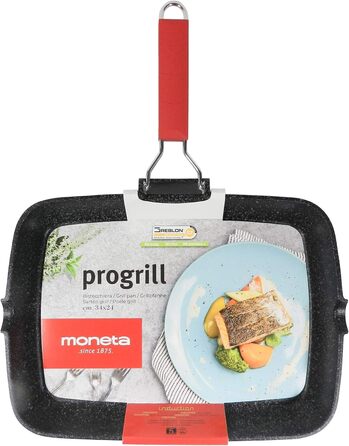 Сковорода-гриль Moneta Pro Grill 24x34 см з відкидною ручкою, для індукції
