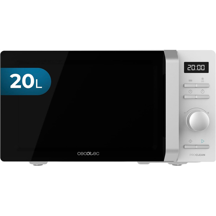 Мікрохвильова піч Cecotec Proclean 5010 Inverter White, 700 Вт, 19 л, 5 режимів, 8 програм, таймер 30 хв, звуковий сигнал, тарілка 245 мм