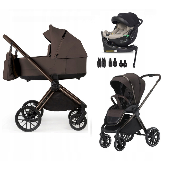Дитячий візок 4в1 ADAMEX BUZ PRO i-size з поворотним шасі, колір Bianco Chocolate Brown