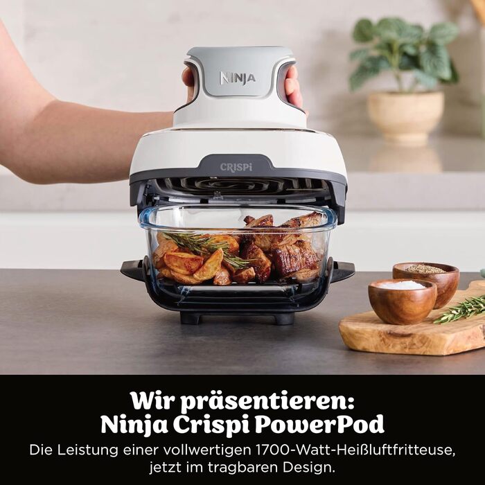 Портативна аерофритюрниця Ninja CRISPi 4-в-1 з сумкою для перенесення, 1700 Вт, 3.8 л та 1.4 л, біла (FN102EU)