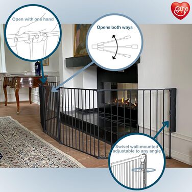 Захисний бар'єр BabyDan Flex L (90-350 см) - дитячий, для тварин, чорний. Made in Denmark