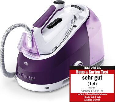 Парова система прасування Braun CareStyle 5 IS5247VI з технологією FreeGlide 3D, 2400 Вт, вертикальне прасування, резервуар 2 л, фіолетовий