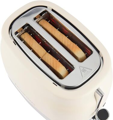 Тостер Russell Hobbs Hanley Crème-Weiß на 2 тости, 6 режимів, розморожування, підігрів, підставка для булочок