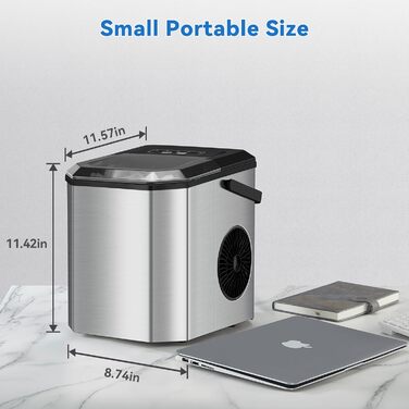 Льодогенератор Eiswürfelmaschine 120W, 9 кубиків за 6 хв, 11.8 кг/24 год, самоочищення, з лопаткою та кошиком для вечірок, офісу, бару, кемпера, 2.3 л