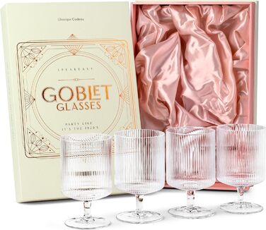 Набір келихів для коктейлів з рифленого кришталю GLASSIQUE CADEAU, арт-деко, 300 мл, 4 шт.
