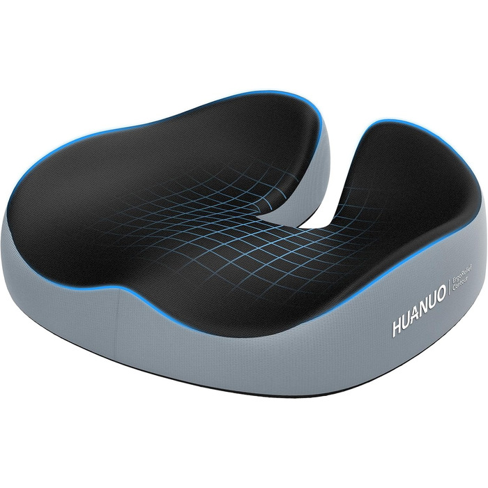Подушка для офісного крісла HUANUO: велика подушка з піною Memory Foam. Зняття напруги з попереку та куприка. Підходить для офісних крісел, авто та інвалідних візків. Ідеально для тривалого сидіння. Нековзна поверхня.