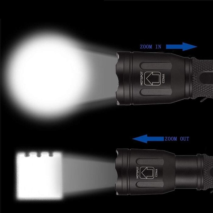 Alonefire X32 Багатофункціональний тактичний LED ліхтар 4-в-1: зелений, синій, білий, червоний, акумуляторний, з функцією зуму, комплект з батареєю та зарядкою, для полювання, туризму, поліції, військових, надзвичайних ситуацій