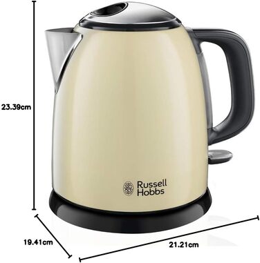 Електричний чайник Russell Hobbs Colours+ Edelstahl 1.0л, 2400Вт, з фільтром від накипу та індикатором рівня води, колір крем (24994-70)
