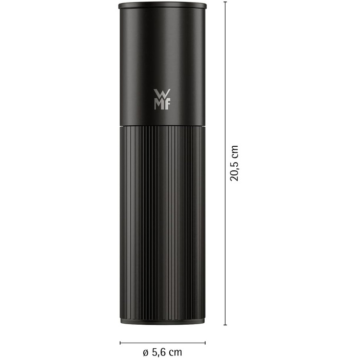 Млинок для спецій WMF Signature Pro (сіль та перець) з керамічним жерновами, регулюванням помолу та магнітною кришкою, нержавіюча сталь, чорний