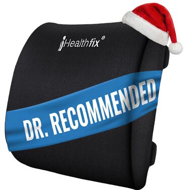 Ергономічна подушка під поперек Healthfix з ефектом пам'яті для офісного стільця, авто та дивана (розмір Medium, 70-90 кг)