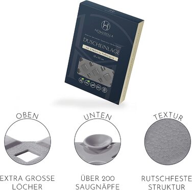 Дитячий килимок для душу homerella, 53x53 см, протиковзкий, BPA free, для дітей та немовлят, миючийся, стійкий до цвілі, сірий
