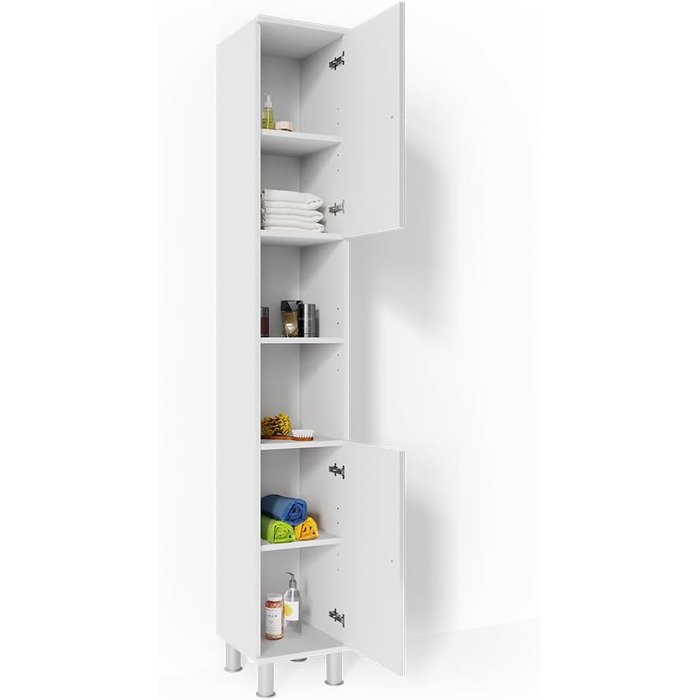 Високий шафа для ванної Vicco Fynn, білий глянець, 30x190 см