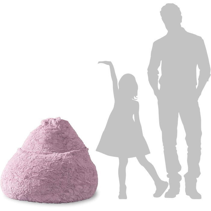 Дитячий пуф Lumaland Fluffy, м'який плюш, 60x45 см, знімний чохол, для кімнати дівчат та хлопців, 120 л, темно-фіолетовий