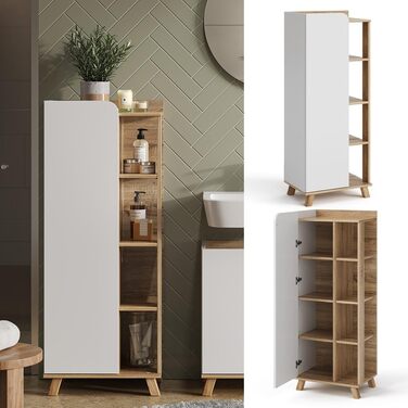 Середня шафа Vicco Karen, дуб сонома/білий, 50x128 см, з дверцятами та відкритими полицями