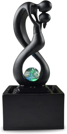 Кімнатний фонтан Zen'Light Amor чорного кольору з LED-підсвічуванням - сучасний декор, знімний елемент, закритий цикл, ротова куля, 31x14x14 см