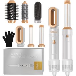 UKLISS 6-в-1 Hairstyler: Фен-щітка для волосся з насадкою для завивки, професійний набір для укладки, подарунок для жінок