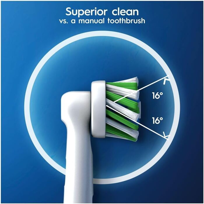 Смінні насадки для електричної зубної щітки Oral-B CrossAction, 12 шт, для комплексного очищення ротової порожнини з CleanMaximiser, білий колір