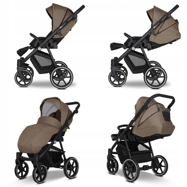 Багатофункціональний дитячий візок 3в1 Emjot EQ 2.0, темно-бежевий Cosmo, з аксесуарами