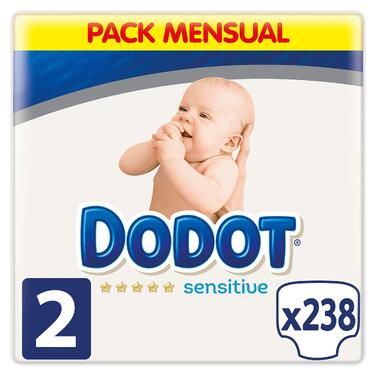 Дитячі підгузки Dodot Sensitive, розмір 3 (6-10 кг), 224 шт. + 40 вологих серветок, гіпоалергенні, без пластику, місячний набір