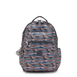 Великий рюкзак Kipling SEOUL синього кольору з принтом Mineral Stripes