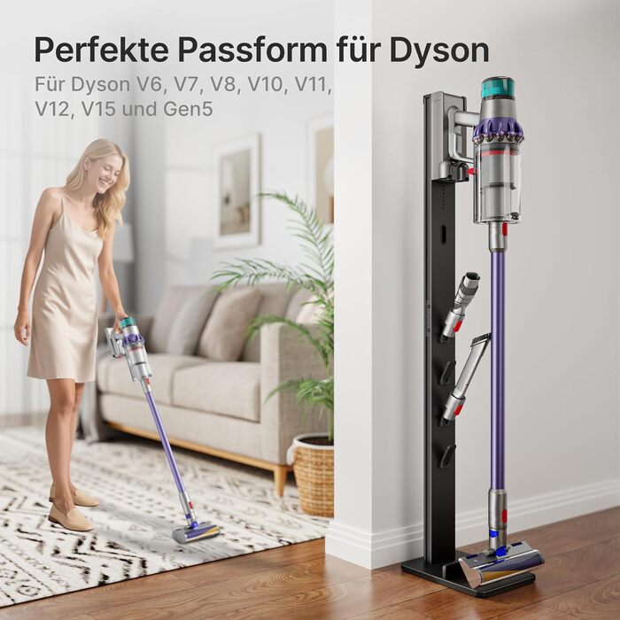 Підставка для акумуляторного пилососа Dyson з 4 гаками та 4 полицями, сумісна з Dyson Gen5, V15, V12, V11, V10, V8, V7, V6 – без свердління, для зберігання пилососа та аксесуарів