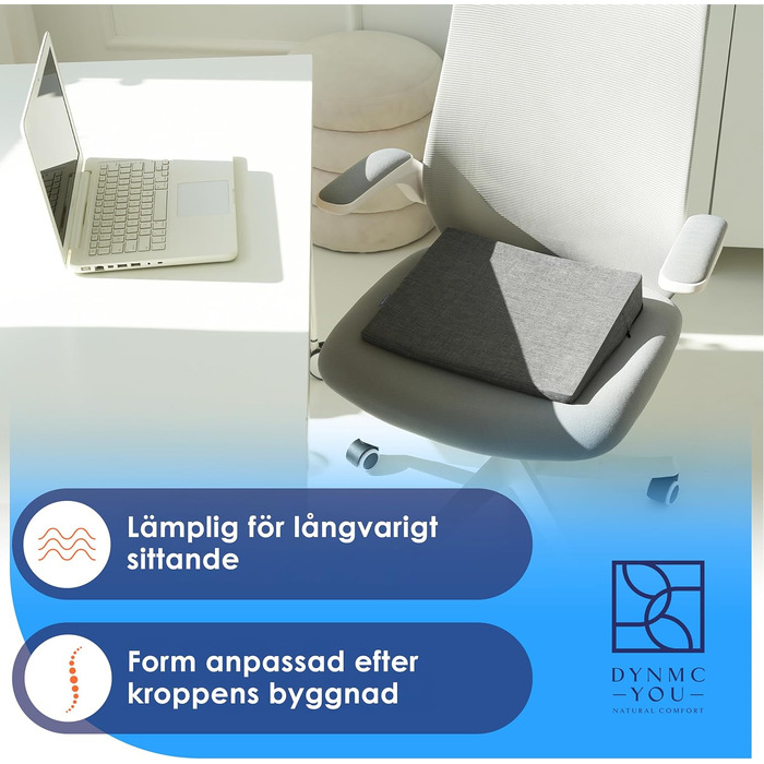 Подушка для стільця DYNMC Keilkissen: ергономічна, для офісу та дому, сіра прямокутна. Підвищує комфорт, розроблена з фізіотерапевтом.