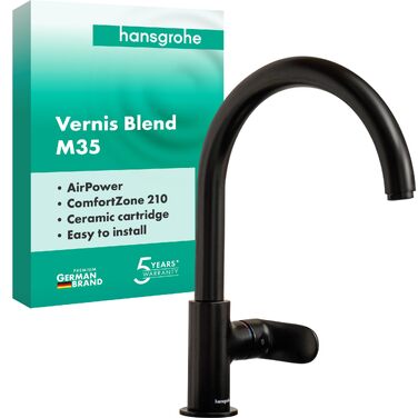 Змішувач кухонний Hansgrohe Vernis Blend M35 матовий чорний, високий вилив 260 мм