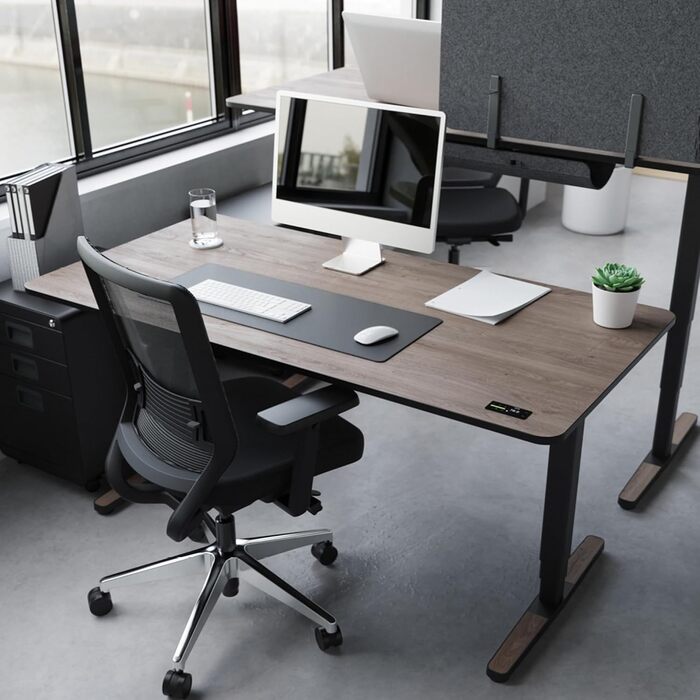 Регульований по висоті письмовий стіл Yaasa Desk Pro 160x80 см, офісний стіл для роботи стоячи, колір темний дуб / чорний