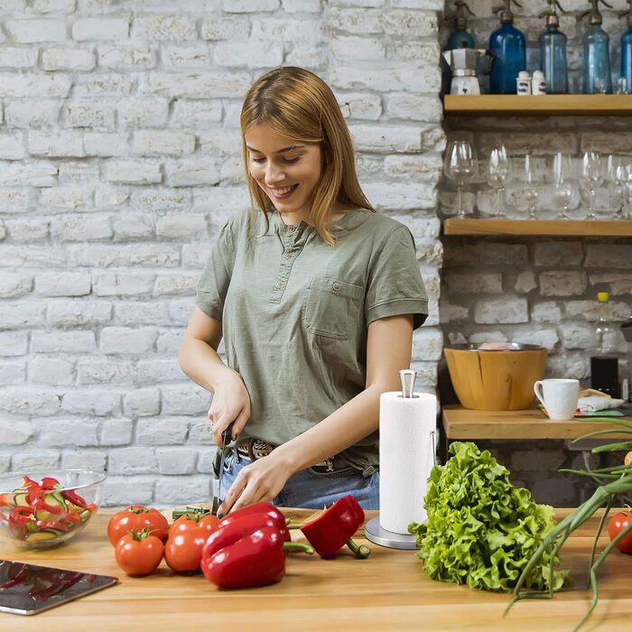 Тримач для кухонних рушників Relaxdays, нержавіюча сталь, настільний, сріблясто-чорний, 33x17 см