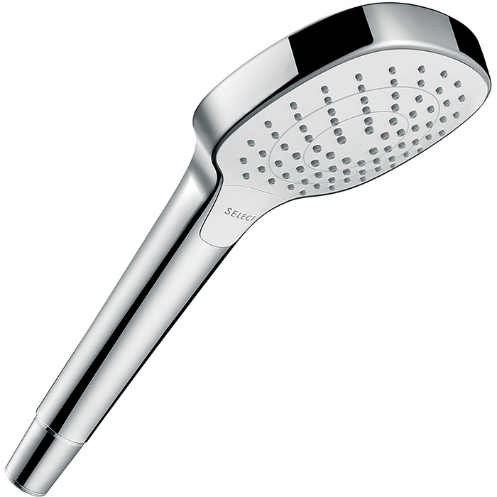 Душова лійка Hansgrohe Croma Select E з 3 режимами розпилення, антивапнястою функцією, хром/білий, 110x110 мм, 26812400