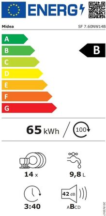 Посудомийна машина Midea SV 5.14K10C, 45 см, 10 комплектів, вбудована, з Wi-Fi, 8 програм, 44 дБ, автоматичне відкриття дверцят, таймер затримки 0-24 год, Inox