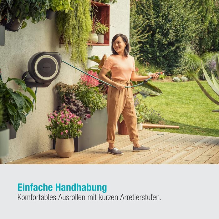 Gardena Wand-Schlauchbox RollUp S 15м: Шланг для поливу з автоматичним намотуванням, настінний монтаж, Gardena (18600-20)