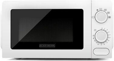 Мікрохвильова піч Black+Decker BXMY700E, 20 л, 700 Вт, 6 режимів, таймер, біла