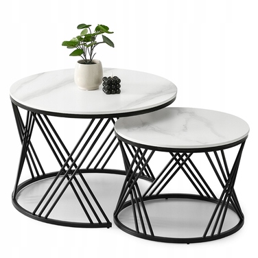 Журнальний стіл Mebel-Partner круглий, 65 x 65 x 45 см, білий/чорний