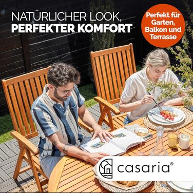 Садовий стілець Casaria® для балкона та тераси з дерева (Евкаліпт) - складаний, 5 положень спинки, 55x70 см, коричневий (набір 4 шт.) FSC®-сертифікований