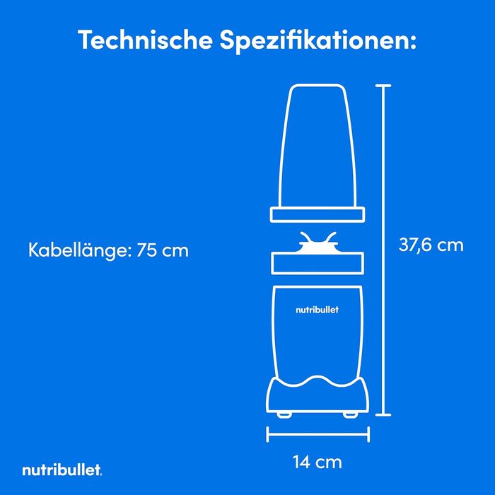 Nutribullet Pro 900 Блендер для смузі та коктейлів, 900 Вт, сірий (NB904MASN) - професійний міксер для фруктів та овочів