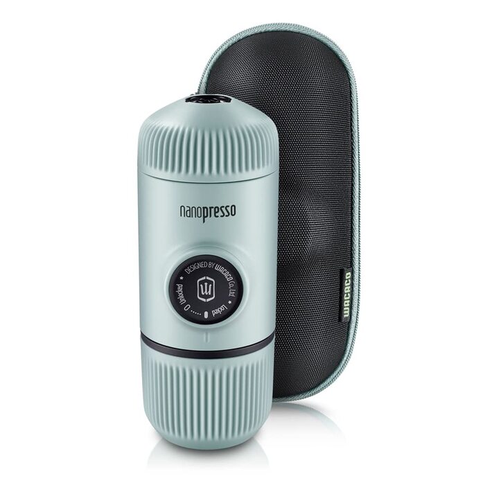 WACACO Nanopresso: портативна кавомашина еспресо, S-чохол, оновлена версія Minipresso, ручна кавомашина для подорожей (80 мл, колір арктичний блакитний)