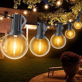 Гірлянда LED SUWIN G40 9 м для вулиці, тепле світло, водонепроникна, 15+1 лампочка, підвісна, для саду та вечірок