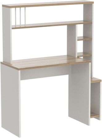 Комп'ютерний стіл HOMIDEA Olivia з полицями, сучасний дизайн, 114x45x139 см, білий